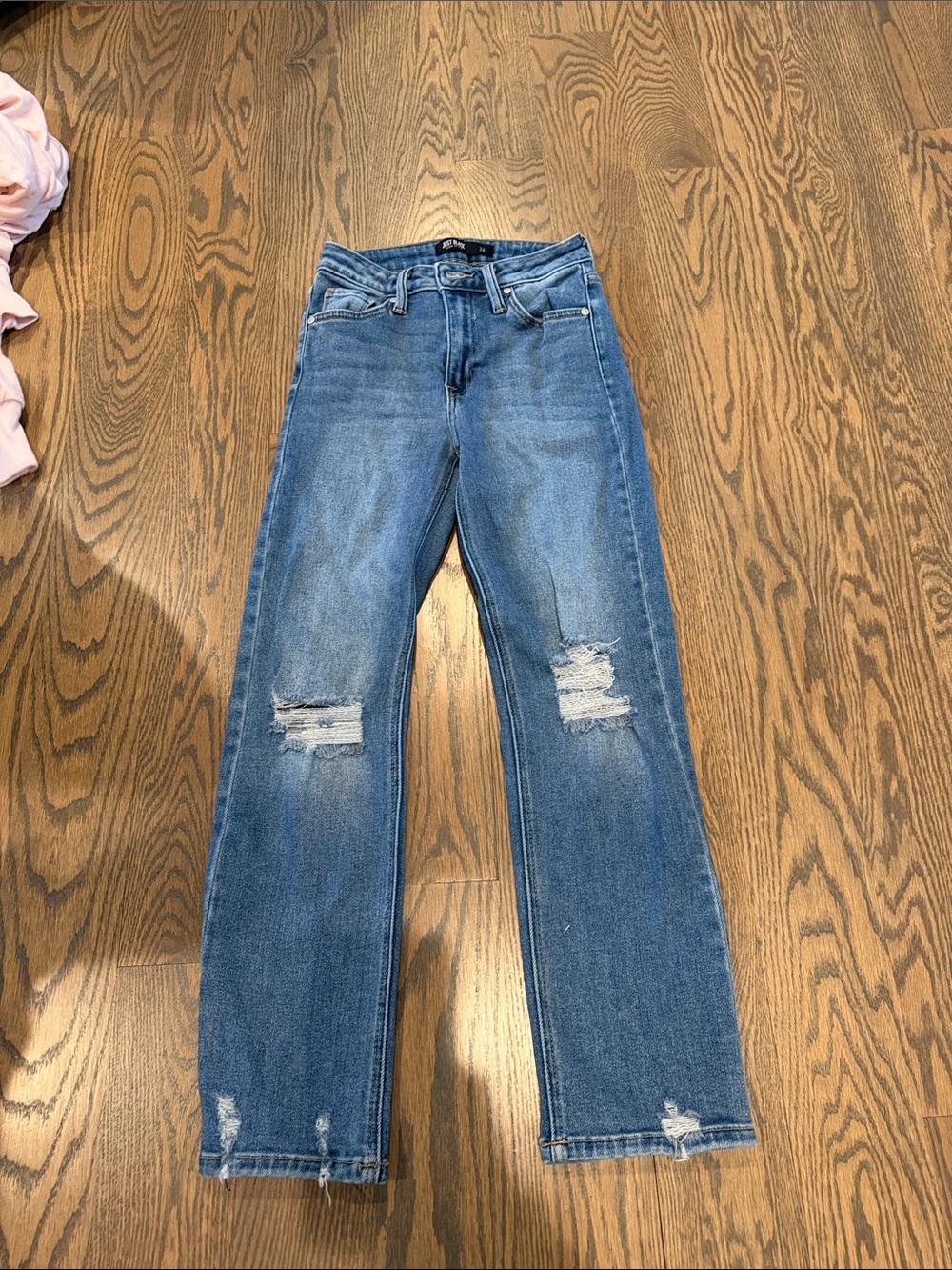 Just Black Light Blue Distressed Straight-Leg Jeans